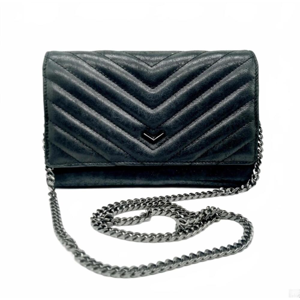 Botkier‎ Soho Quilted Leather Crossbody Bag with Chain Strap, Black